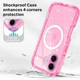 thumbnail image 6 of Petocase for iPhone 16 Plus Case,Clear [Non Yellowing] [Compatible with MagSafe] Shockproof Protection Rugged Heavy Duty Cover Case for iPhone 16 Plus 6.7",Clear Pink Glitter, 6 of 7