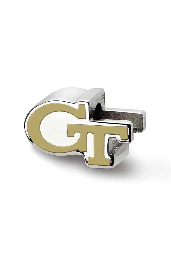 925 Sterling Silver LogoArt Georgia Institute of Technology Enamel Logo Bead; for Adults and Teens; for Women and Men