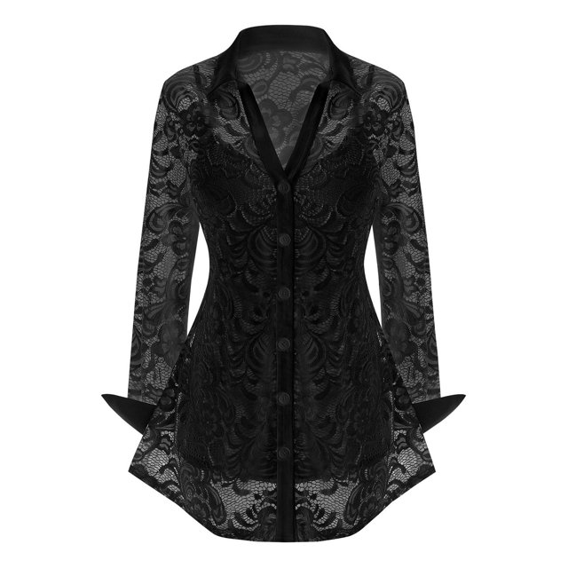 Talla grande de encaje ver a través de la blusa con el juego de cami superior Rosegal Blusas Tallas Grandes