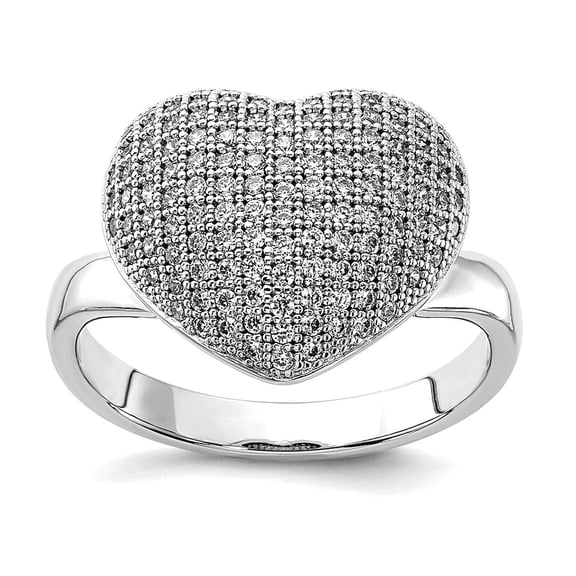 Sterling Silver  CZ Brilliant Embers Polished Heart Ring QMP103
