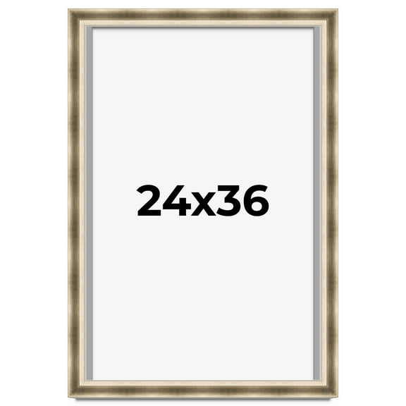 24x36 Shadow Box Frame Silver | 1.75 inches Deep Real Wood Traditional Shadowbox Display Frame | UV