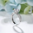 thumbnail image 3 of Oryn Jewelry 1.65 Ct Round Cut White Moissanite Rings - 14K White Gold Plated Lotus Flower Inspired Engagement Pave Wedding Rings - Nature Theme Anniversary Party Rings, 3 of 4