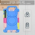thumbnail image 4 of Kids Durable Handle Case for Samsung Galaxy Tab S9/S9 FE, Silicone PC Heavy Duty Protection 360 Rotating Ring Stand/Adjustable Shoulder Strap for Samsung Galaxy Tab S9/S9 FE, Blue/Colorful, 4 of 8