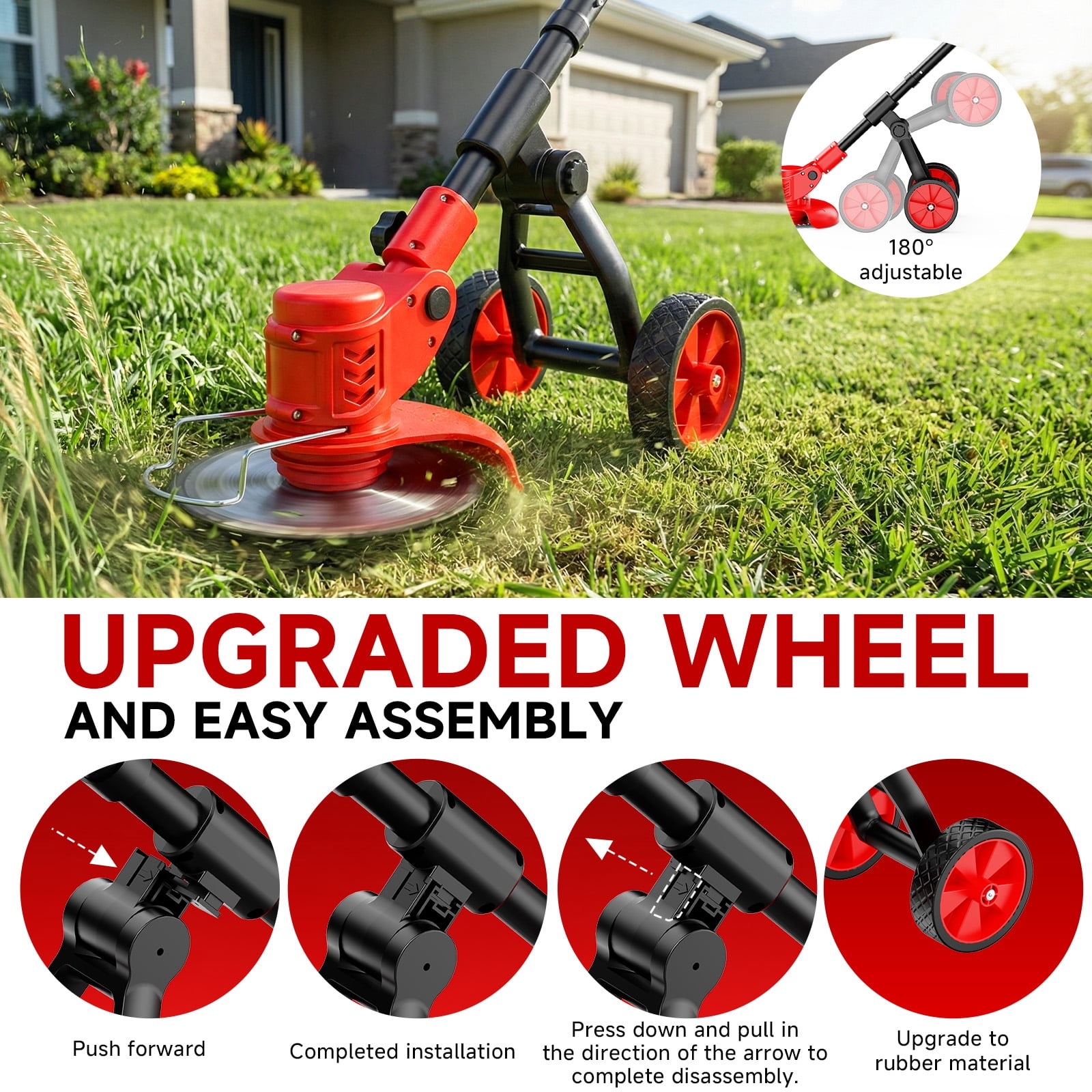 Tanbaby 6 inch Weed Eaters Cordless, Battery Powered Weed Wacker/String Trimmer/Brush Cutter, Lawn Edger with 3 Types of Blades for Lawn Yard Garden
