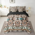 thumbnail image 2 of Feelyou Tribal Aztec Bedding Comforter Set 7pcs for Adult, Western Bohemian King Bedding Sets, Triangle Geometric Reversible Bed Sheets, Microfiber Bedroom Decor, 2 of 7