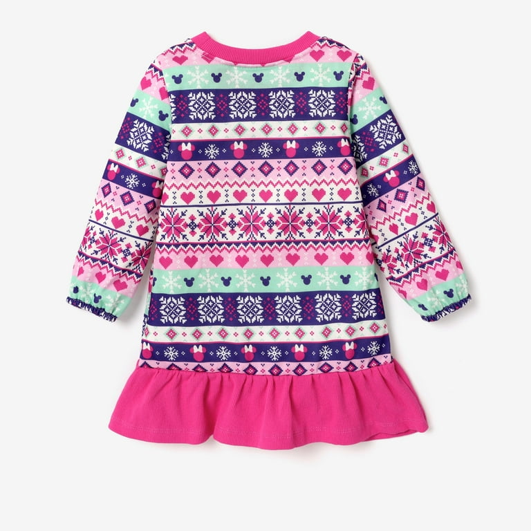 Disney Mickey Minnie Mouse Girls Christmas Dresses Pink Holiday Bohemian Dresses  Outfits Sizes 2-6 - Walmart.com
