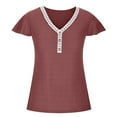 thumbnail image 4 of Fesfesfes Workout Top Fashion Women's Summer V-Neck Button Short Sleeve Solid Casual Pullove Blouses Tops Womens Basic Short Sleeve Tops 12(XXL), 4 of 6