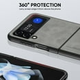 thumbnail image 5 of SaniMore Case for Samsung Galaxy Z Flip 4 (2022), Luxury PU Leather Lens Protection Metal Hidden Bracket Slim Lightweight Shockproof Anti-fall Bumper Drop Resistant Shell for Z Flip 4 - Black, 5 of 10