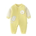 thumbnail image 2 of Rciityk Yellow Toddler Boys Girls Rompers Fall Clothes Baby Girls Boys Footless Pajamas Jumpsuits Unisex Infant Crew Neck Button Up Long Sleeve Sleep and Play, 2 of 5
