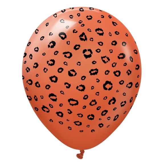 12 inch Kalisan Safari Leopard - Rust Orange W/ Black Ink Latex Balloons (25 Pack) - Party Supplies Decorations