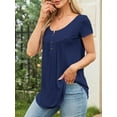 thumbnail image 4 of Fancyglim Women's V Neck Henley Shirts Short Sleeve Tops Casual Tunic (Navy, XL), 4 of 8