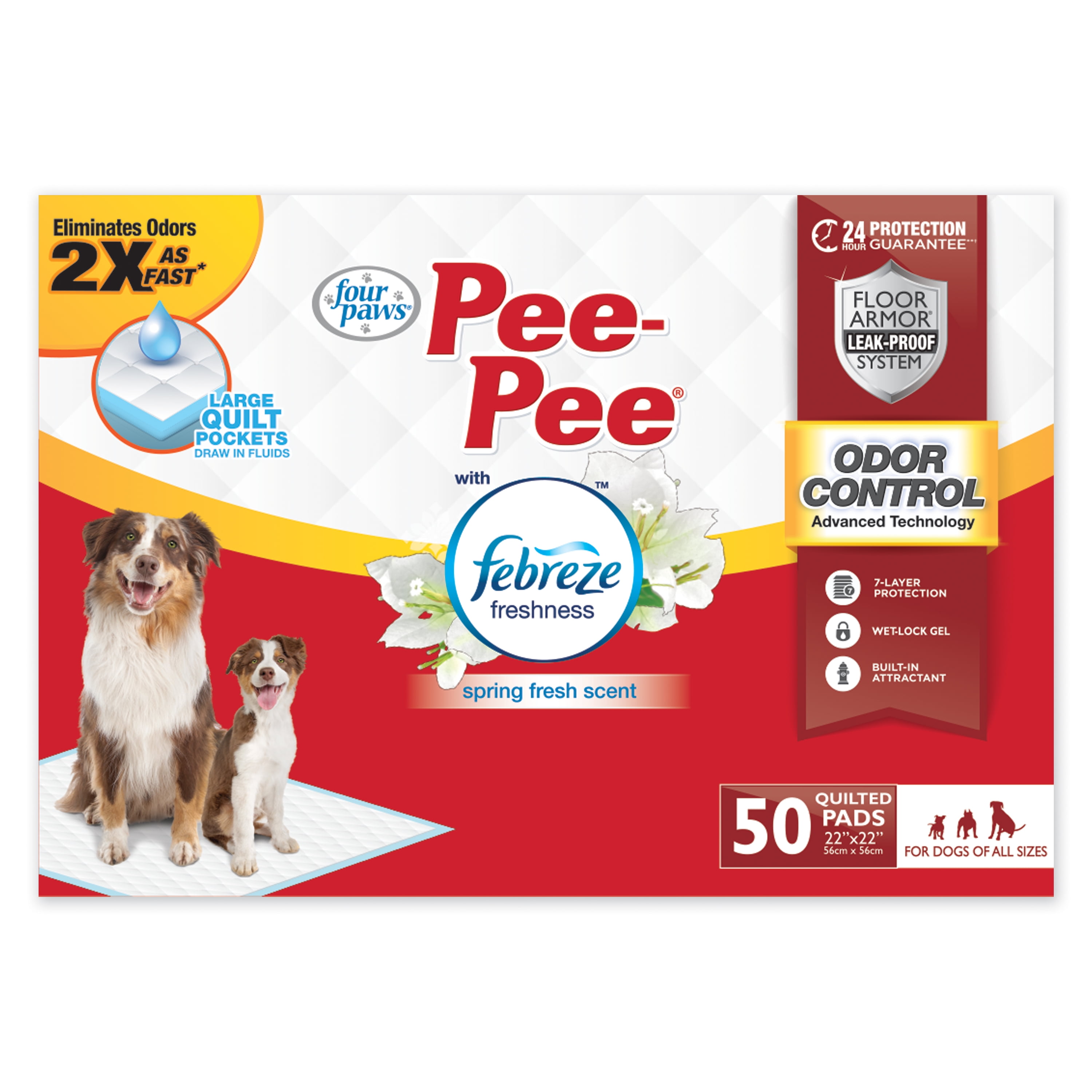 Four Paws PeePee Odor Control Dog Training Pads with Frebreze