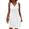 thumbnail image 2 of Women's Notched V Neck Sleeveless Mini Tank Dress Casual Dresses White 2XL, 2 of 7