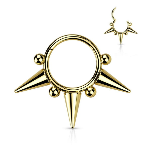 Surgical Steel Hinged Segment Ring 18 16 Gauge With Three Ball Spike