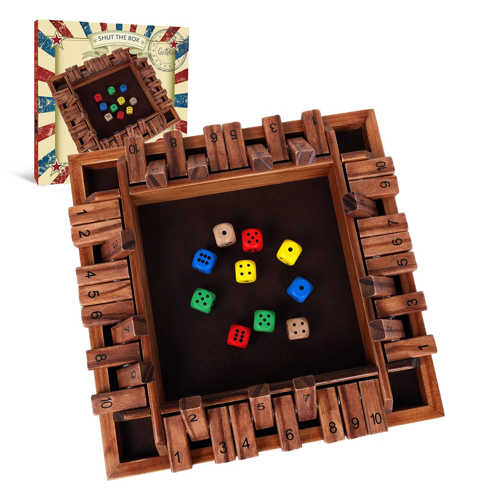 Fugocen Shut The Box Dice Game with 10 Dice