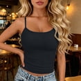 thumbnail image 2 of COMVALUE Spaghetti Strap Crop Tank Tops for Women Cute Summer Camisoles for Teens Fitted Basic Layering Cami Undershirts (Black, One Size), 2 of 8