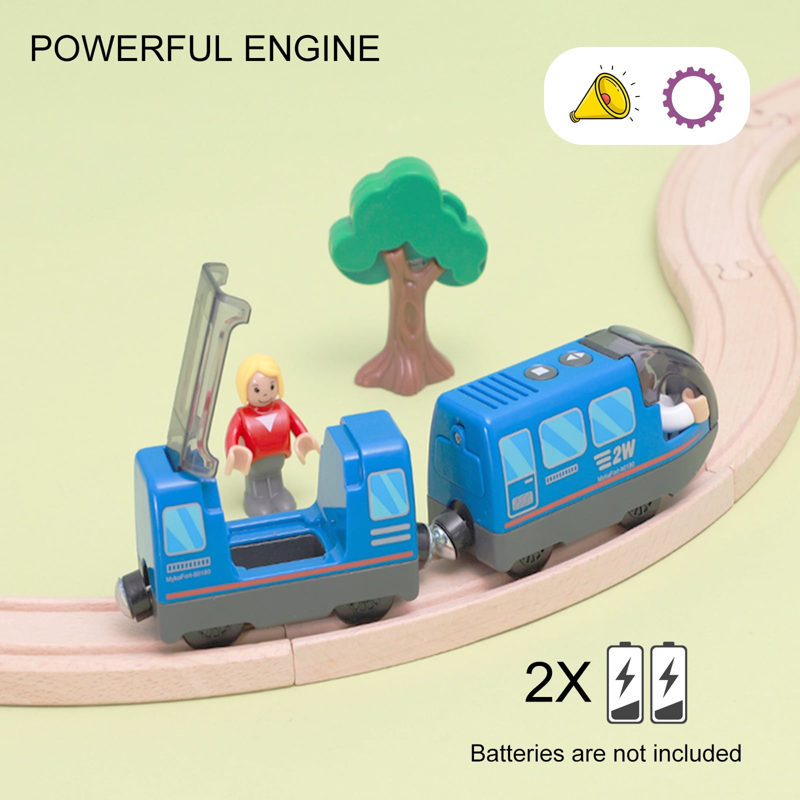 Battery Operated Train for Wooden Train Track, EVERDIJ Electric