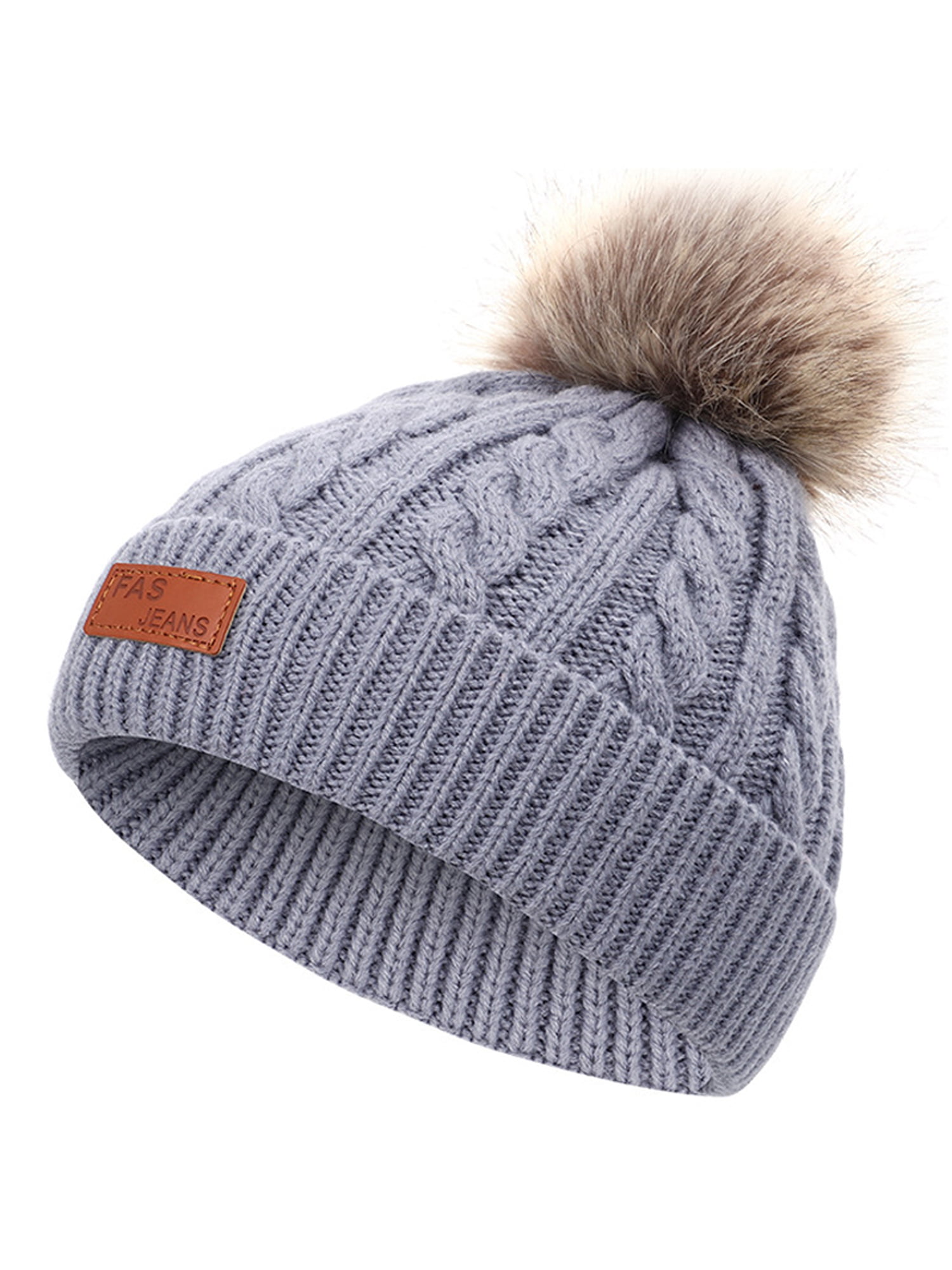 Unisex Baby Winter Warm Crochet Knitting Wool Fur Cap Beanie Pompom Ball Hat 