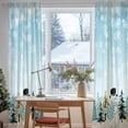 thumbnail image 3 of Blue Christmas Snowman Sheer Curtains 96 Inches Long, Xmas Trees Winter Snowflake Light Filtering Window Curtains for Living Room/Bedroom, Rod Pocket Voile Sheer Curtain Drapes, 52"W x 96"L, 2 Panels, 3 of 9