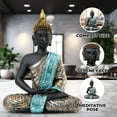 thumbnail image 3 of Accent Collection Petite Statue Méditante Buddha, Figurine Noir Or, Sculpture de Bureau de Salon 11 Pouces, Décoration d'Étagère, Cadeaux Spirituels, Objets de Collection, 3 of 5