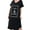 Black, variant on FEREMO Plus Size Nightgowns for Women V Neck Short Sleeve Nightshirts Sleepwear
