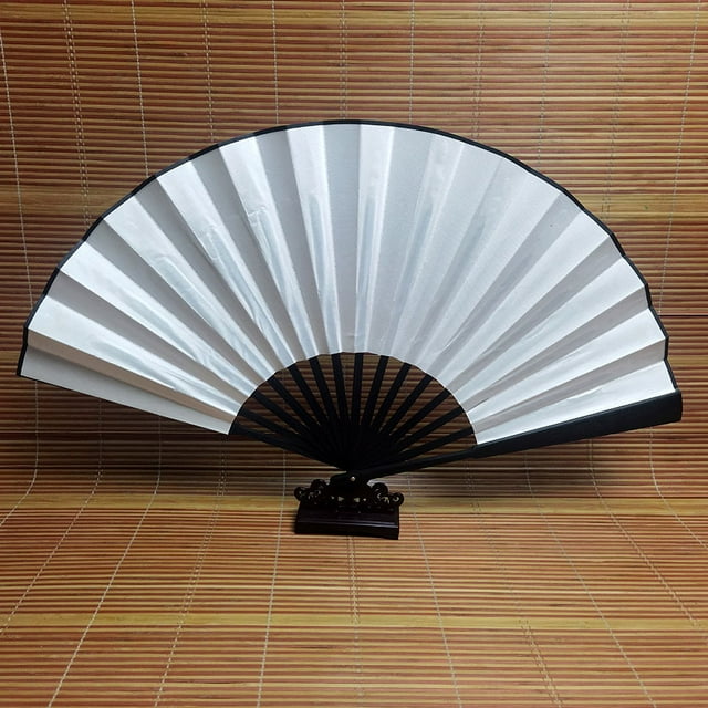Abanico plegable en blanco de 10 pulgadas y 8 pulgadas, abanico en blanco de estilo chino, abanico publicitario, adornos de abanico plegables de tela de seda
