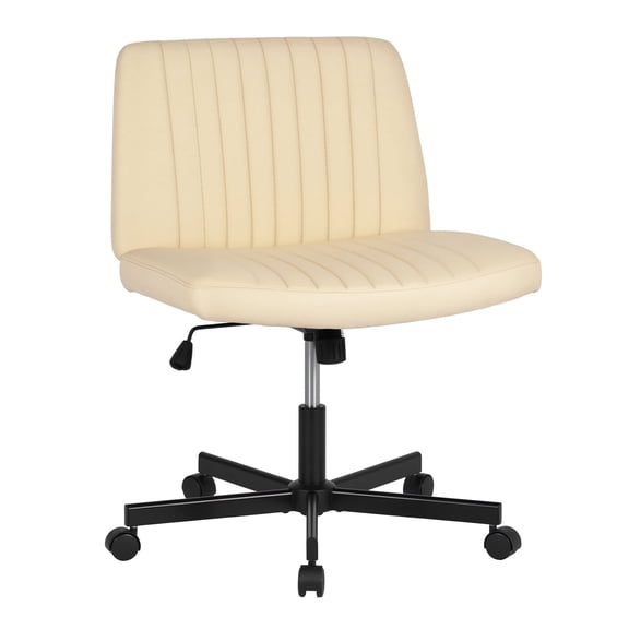 PayLessHere Criss Cross Armless Office Chair, Adjustable Height & 360° Swivel Wheels, Home Office Chair Beige