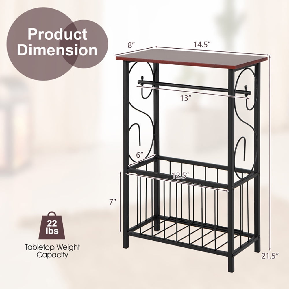 Finihen End Side Table, Side Sofa Narrow Table with Removable Paper Holder, Sofa Side Table, Bed Side Table, for Living Room, Bedroom, Brown Finihen End Side Table, Side Sofa Narrow Table with Removable Paper Holder, Sofa Side Table, Bed Side Table, for Living Room, Bedroom, Brown