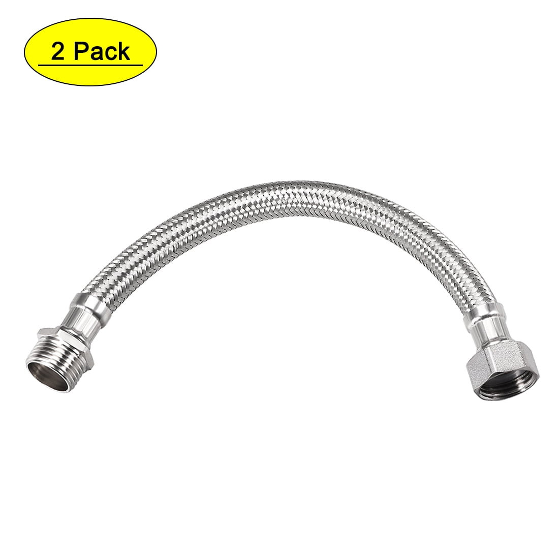 Uxcell G1/2 Female x G1/2 Male 12' Length SUS304 Faucet Supply Line 2 Pack