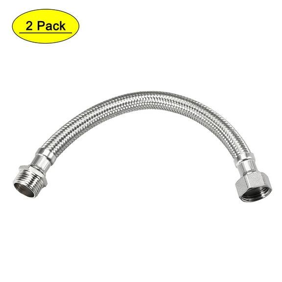 Uxcell G1/2 Female x G1/2 Male 12" Length SUS304 Faucet Supply Line 2 Pack