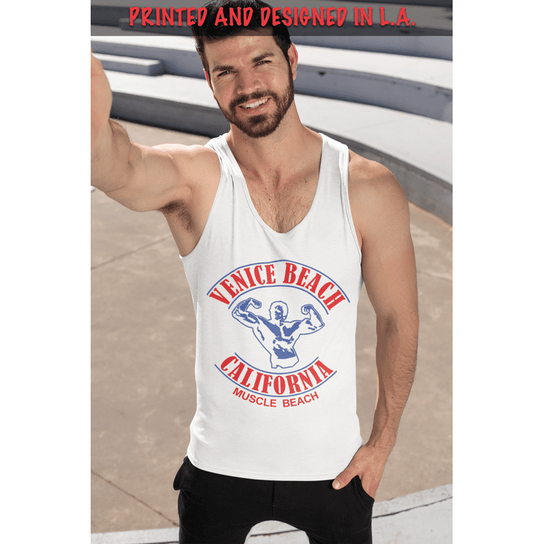 Venice Beach California Muscle Mens Graphic Top Tank Shirt Beach