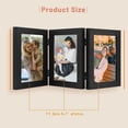 thumbnail image 6 of 5x7 Three Picture Frame Trifold Hinged Photo Frame with 3 Openings, Desk Top Family Picture Collage, with Resistant Glass (Black, 1-Pack), 6 of 7