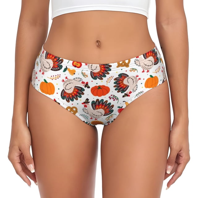 Fotbe Turkey And Thanksgiving2 Calzones Estampados para Mujer – Ropa Interior de Algodón, Cómoda, Suave y Elástica-X-Large