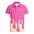 thumbnail image 3 of Angala Boys T Shirts Ice Cream Print Lapel Neck Short Sleeve Shirts Summer Stylish Breathable Cool Style Dailywear Kids Tops Size 3-4 Years Pink, 3 of 7