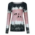 thumbnail image 3 of Zanvin Fall Shirts Sales Clearance! Women Casual Autumn Gradient Color Print Tops Regular Round Neckline Long Sleeve Sexy Top, Black, M, 3 of 3