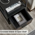 thumbnail image 4 of VECELO Nightstand with Charging Station & 1 Drawers, Modern End Side Table with Open Storage for Bedroom Living Room Office, Black, 4 of 7