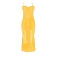thumbnail image 5 of Efsteb Women's Dresses for Wedding Guest Cocktail Maxi Dress Sleeveless Ruched Ruffle Hem Dresses High Low Split Spaghetti Strap Sundress (Yellow,S), 5 of 5