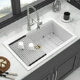thumbnail image 2 of Stainless Steel Kitchen Sink Quartz Kitchen Sink - 33" x 22" x 9.65" White granite composite Workstation Drop-in kitchen sink,Undermount Kitchen Sink, 2 of 8