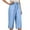Light Blue, variant on Womens Elastic High Waist Capri Pants Summer Casual Loose Fit Capris Wide Leg Cotton Linen Pants