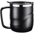 thumbnail image 2 of Taza de café de acero inoxidable con aislamiento al vacío, tapa y asa para beber sobre la marcha, regalo perfecto para la oficina o el hogar para los amantes del té y el agua, 2 of 7
