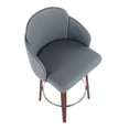 thumbnail image 7 of Lumisource Dahlia Contemporary Counter Stool in Walnut Wood and Grey Faux Leather with Round Chrome Footrest - Set of 2, 7 of 7