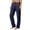 Dark Blue, variant on Maplenight Womens Cotton Linen Pants with Pockets Casual Elastic Waist Drawstring Straight Leg Pants Summer Lounge Travel Beach Trousers