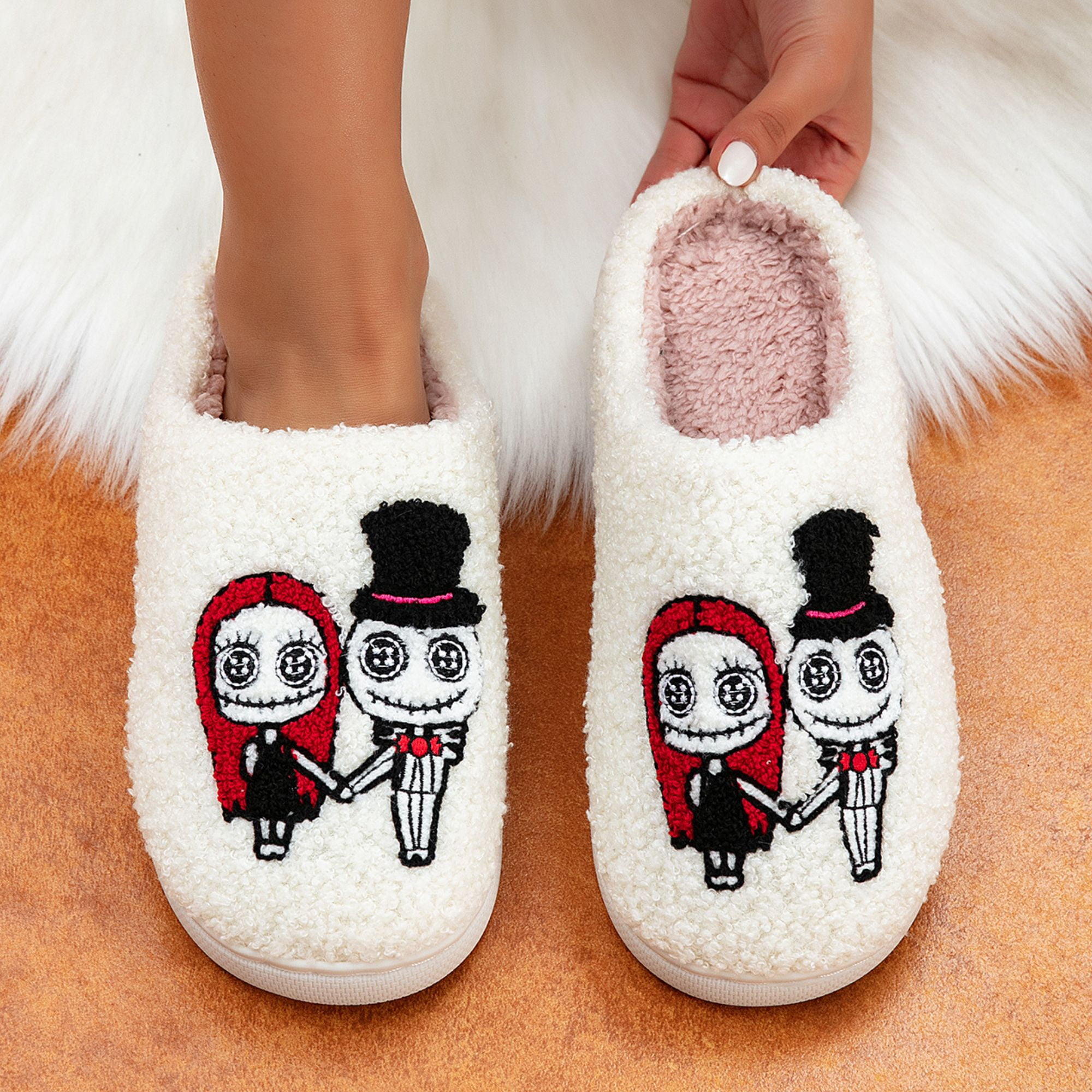 CHICVOMEY Halloween Slippers for Women & Men - Non-Slip Fuzzy Indoor Slides with Cute Design | Plush Comfy House Shoes