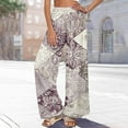 thumbnail image 6 of Cxenplz Palazzo Pants for Women 2025, Elastic High Waisted Boho Casual Loose Wide Leg Pants Plus Size Print Baggy Lounge Trouser Pants on Clearance, 6 of 6