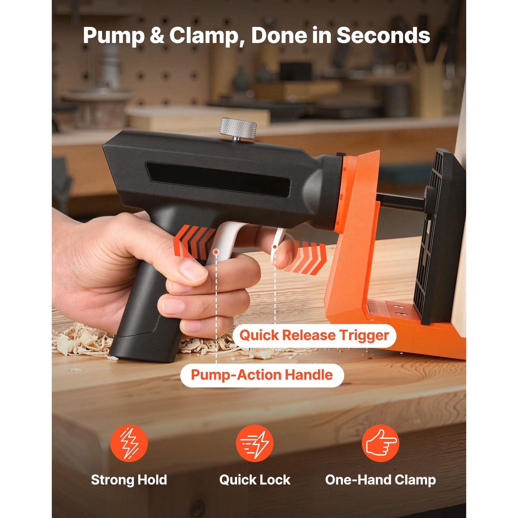 Pocket Hole Jig Kit, 1/2", 3/4", 1-1/2" Adjustable, 360 °   Rotating Handle, Jig Pocket Hole System with 260 Screws, C-Clamp, Stop Collar, Drill Bit, Easy Clamping and Adjusting, for Woodworking