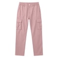 thumbnail image 7 of Women's Straight Leg Cargo Pants, Button Zip Waist, Multi Cargo Pockets, Relaxed Fit, 7 of 7