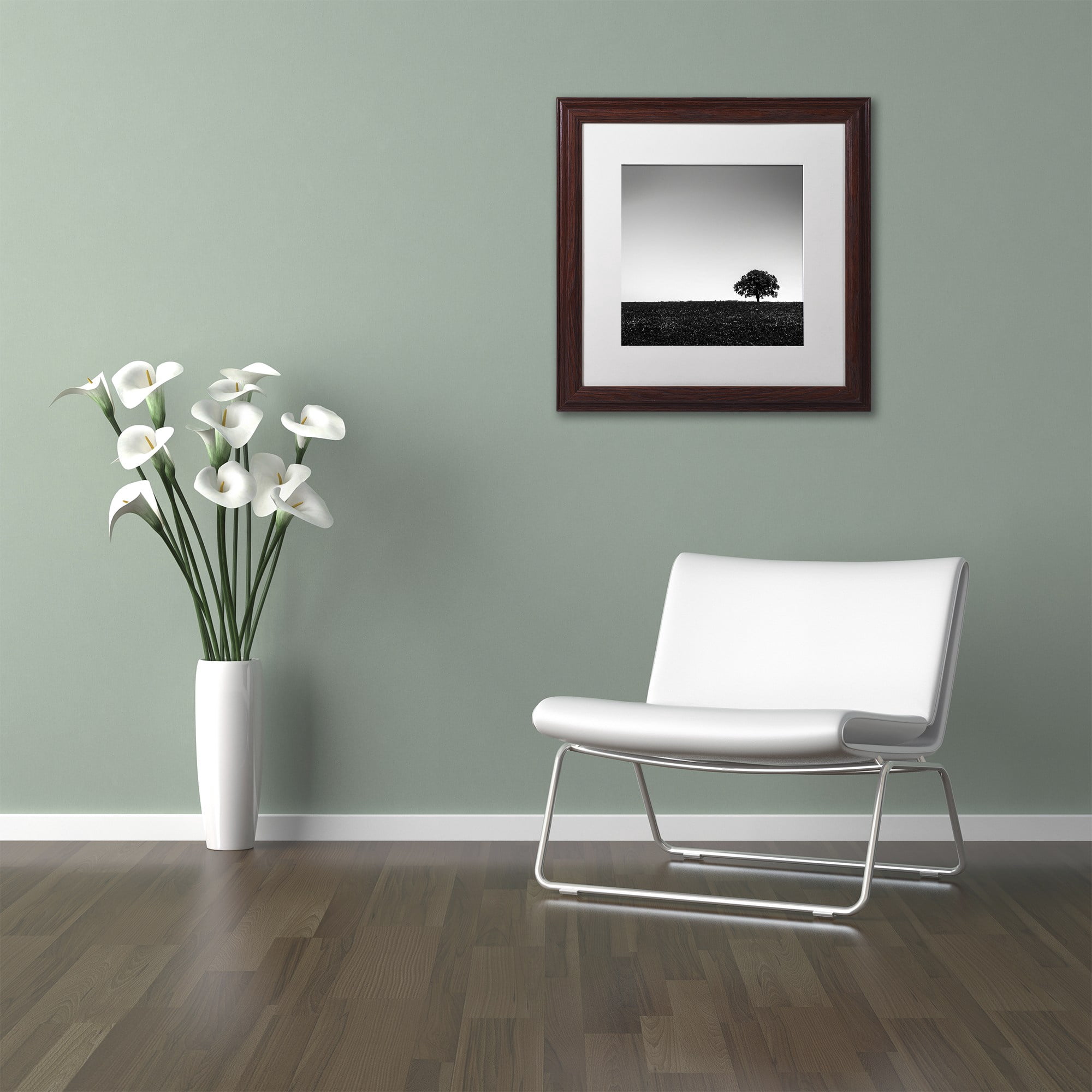 Trademark Fine Art "One Tree Hill" Canvas Art by Dave MacVicar, White Matte, Wood Frame