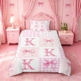 thumbnail image 2 of meiyoeat Cute Coquette Bow Twin Duvet Cover For Kids,Pink Bowknot Initial Letter K Twin Bedding,Pink Reversible,2-Piece(No Comforter), 2 of 6