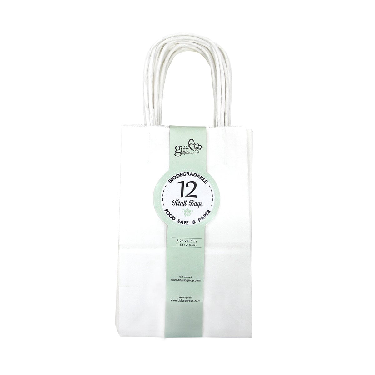 12 CT Small White Kraft Bags, Party Favor Bags, Food Safe Ink & Paper, Sturdy Twisted Handle