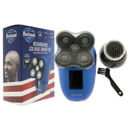 Barbasol - Rechargeable LCD 5 Head Wet/Dry Electric Shaver With Stainless Steel Blades - Blue